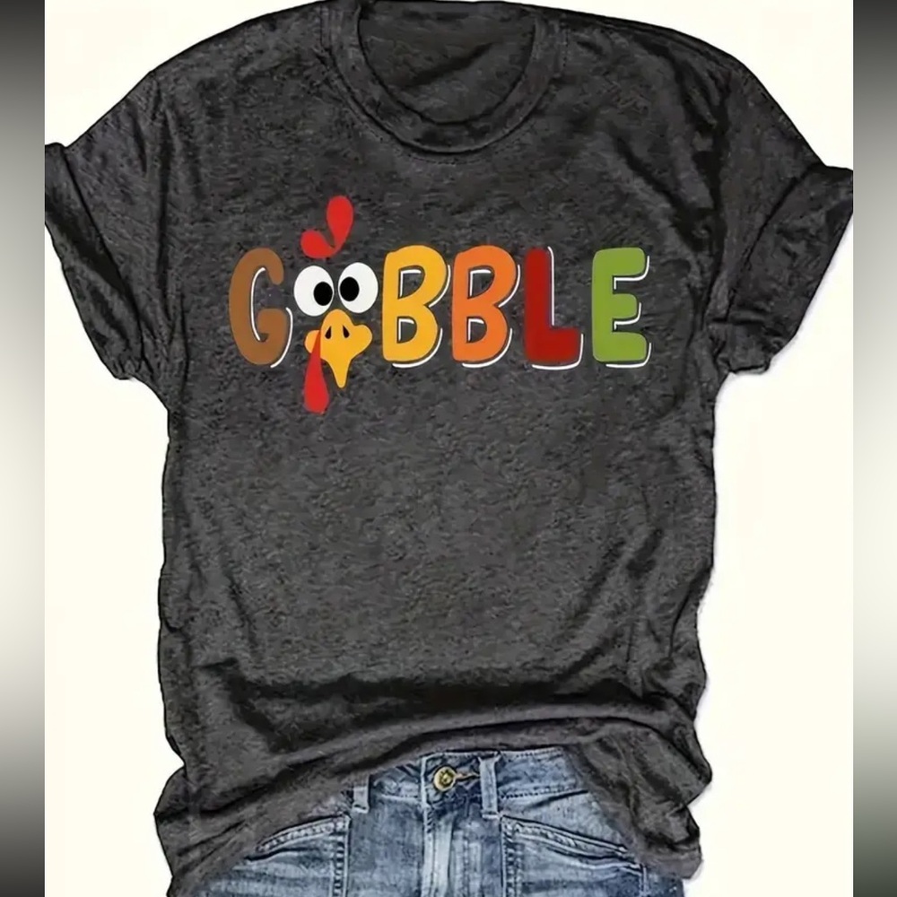 Women’s Gobble Graphic T-Shirt NEW size Large Thanksgiving